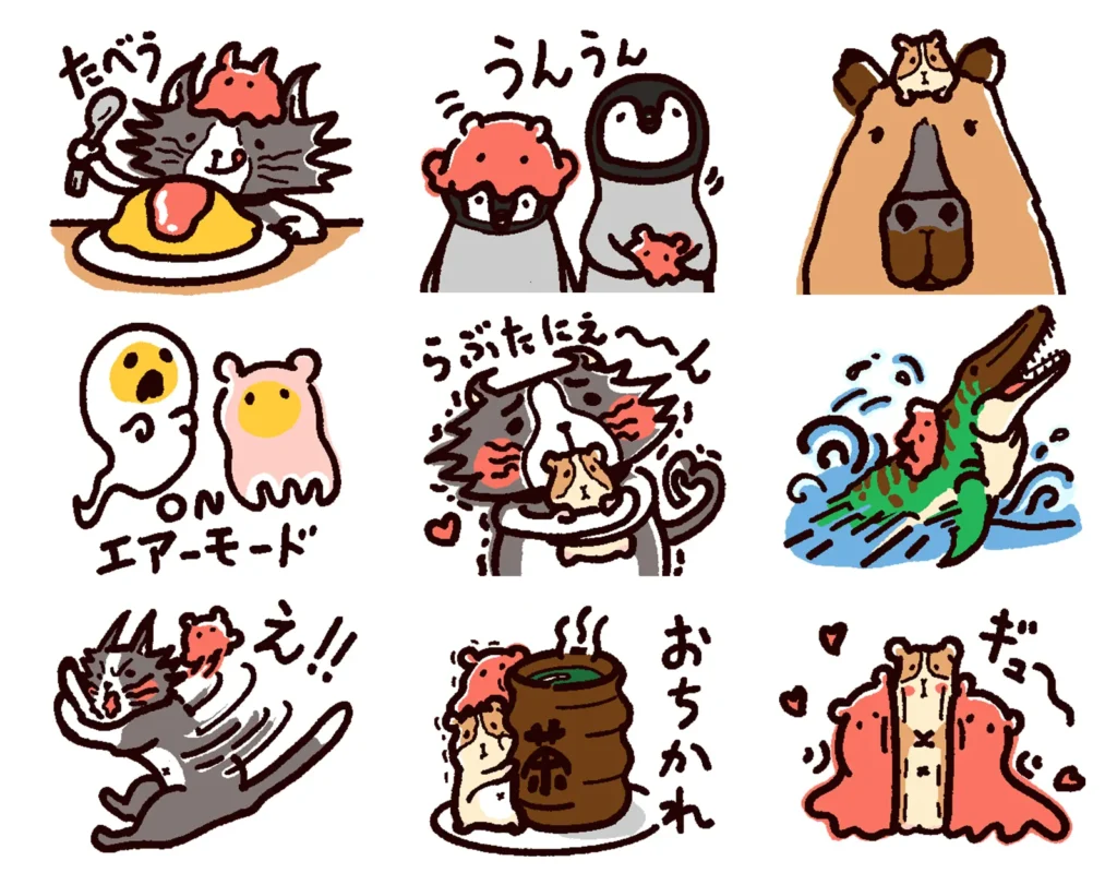 ちぐはぐな組み合わせだけど、みんな仲良し。 ゆるくておさない『はぐちぐずぅ』。LINEスタンプ画像